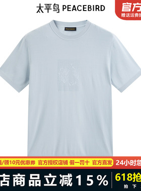 太平鸟男装印花针织T恤夏新款圆领修身体恤B1EEE2417