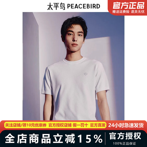 太平鸟男装针织短袖T恤夏季新款刺绣体恤B1EEE2321