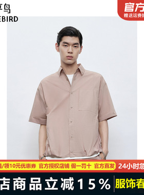 太平鸟男装衬衫25夏季新款外穿式纯色衬衣 B2CJF2D01