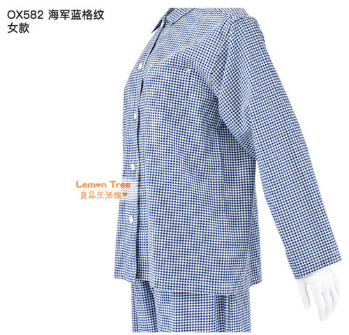 日式全棉睡衣女纯棉牛津棉无侧缝春秋新款男士长袖家居服情侣