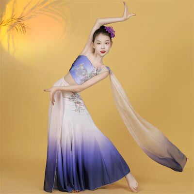 儿童傣族舞蹈服少儿彩云之南舞蹈服装孔雀舞演出服女艺考表演服装