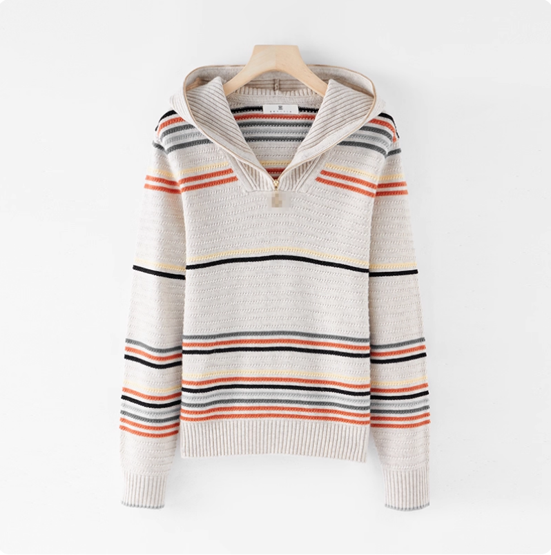 【甜甜粉丝专享】秋冬季新款女士宽松型连帽毛针织衫OML-258226