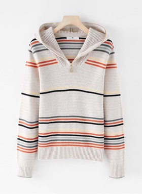 【甜甜粉丝专享】秋冬季新款女士宽松型连帽毛针织衫OML-258226