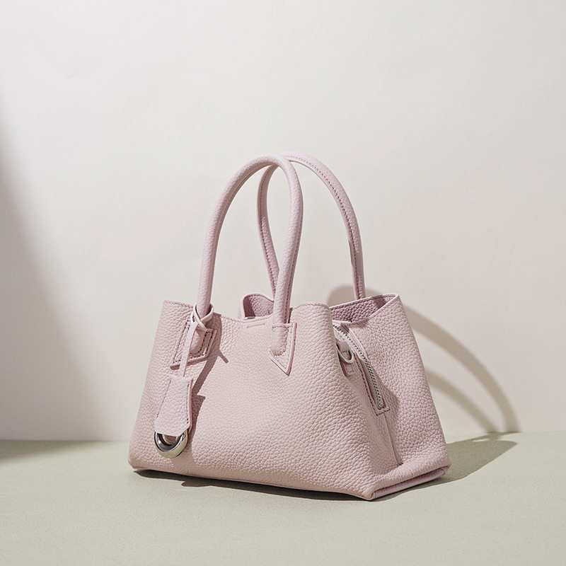 粉色菜篮子女包小众设计真皮斜挎包女高颜值时尚百搭高级感手提包