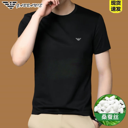 正品意大利夏季桑蚕丝男短袖T恤