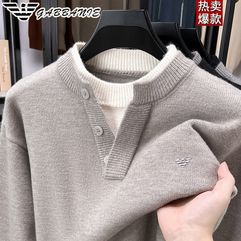 正品意大利男士假两件毛衣