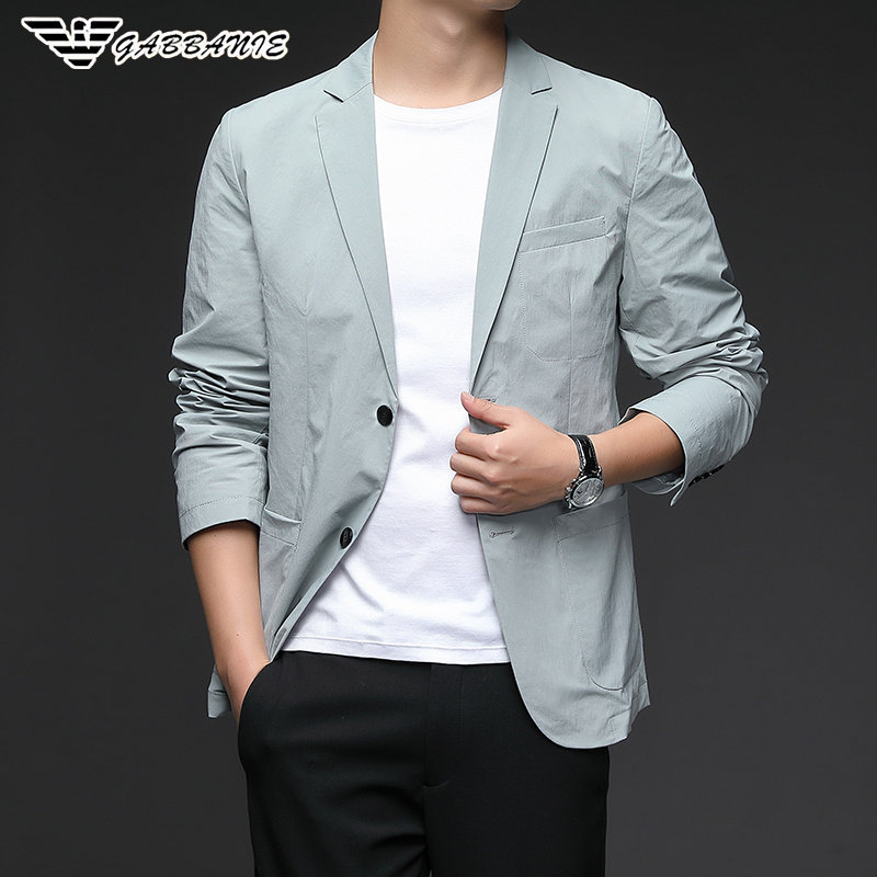 正品意大利休闲薄款西服男士春秋装便西韩版商务单西男士西装外套