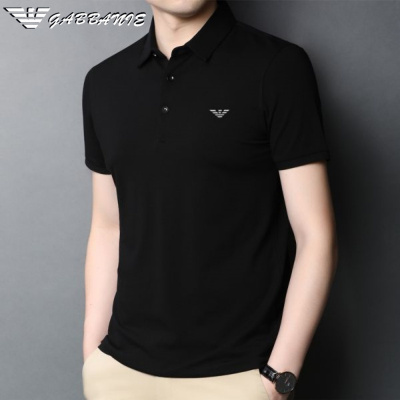 正品意大利男丝光棉短袖t恤夏季纯色时尚中年男装翻领休闲polo衫