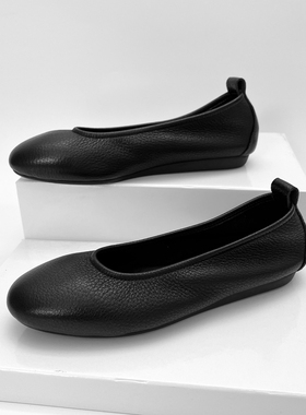 柜雅氏女鞋真皮柔软舒适浅口芭蕾舞平底鞋软面软底妈妈鞋牛皮单鞋
