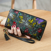 班亚奴2025新款 大钞夹 钱夹韩版 女士钱包女牛皮长款 手拿包拉链女式