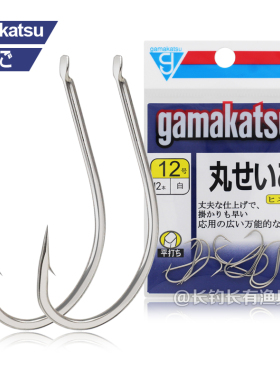 Gamakatsu/伽玛卡兹丸世鱼钩白色长柄有倒刺鲫鱼海钓歪嘴细条钩