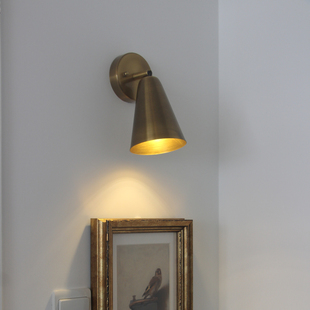 侘寂北欧 复古做旧黄铜壁灯过道走廊玄关卫生间咖啡店招牌灯日式