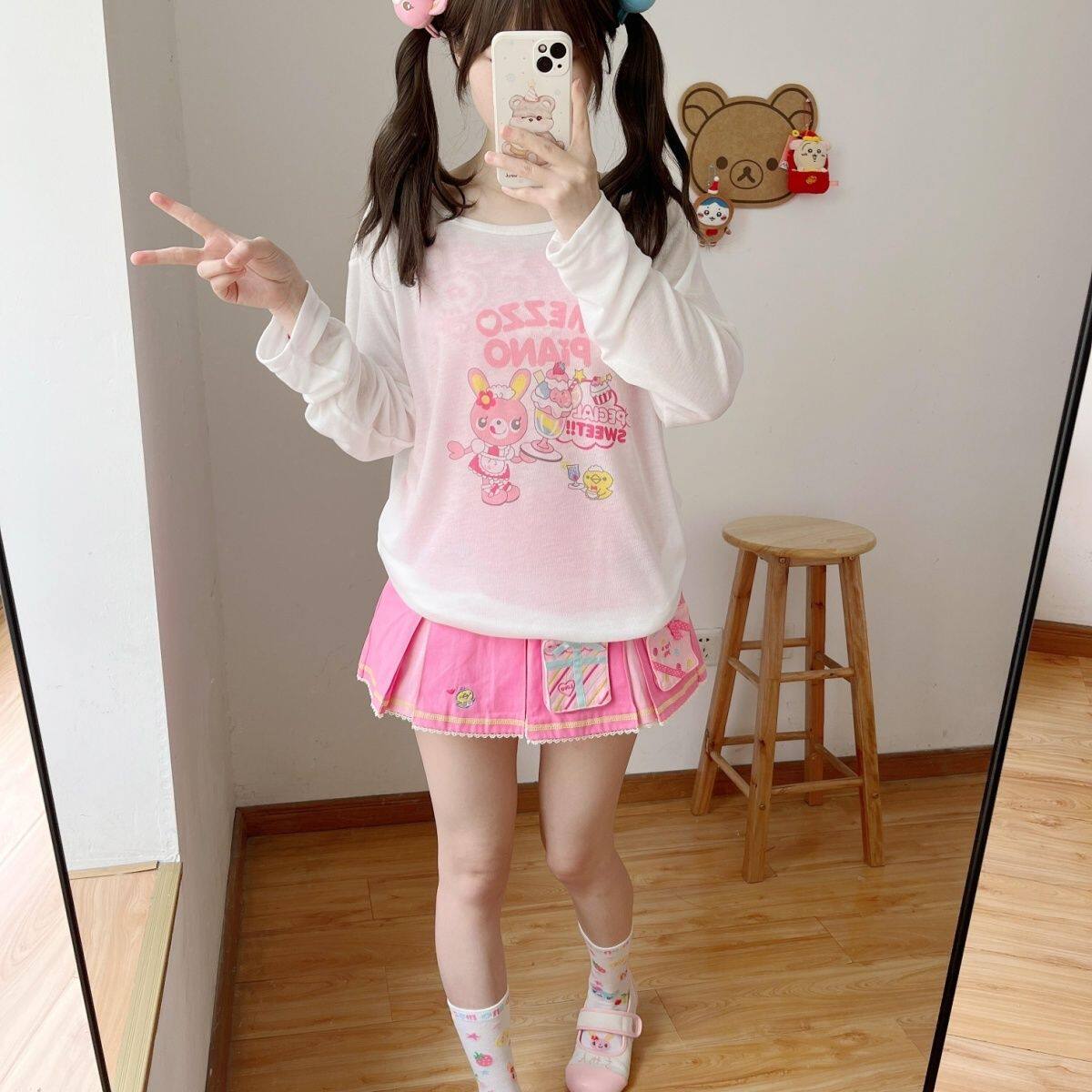 日系软妹可爱mp少女儿服卡通动漫二次元少女长袖防晒罩衫T恤春夏