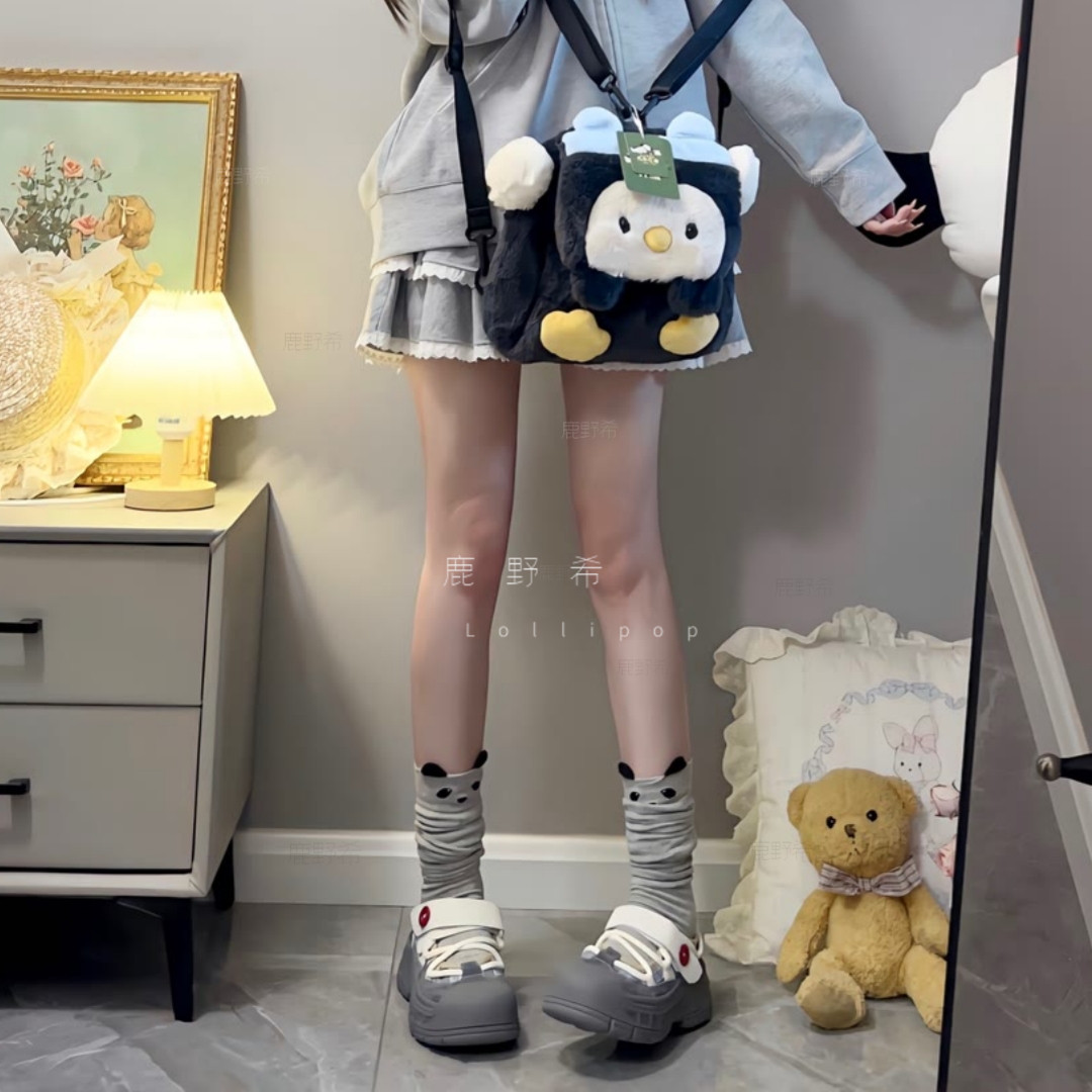 日系软妹可爱卡通过膝袜学院风少女中筒袜千禧辣妹jk堆堆袜配皮鞋