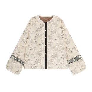 JINYU矜羽【云扇】新中式宋锦珍珠扣开衫 气质通勤上衣女