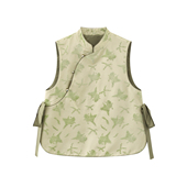 漳缎马甲女立领盘扣宽松坎肩上衣 清新感新中式 JINYU矜羽 青岚