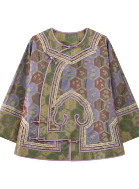 JINYU矜羽【锦阁】新中式女装 重工蜀沙锦如意襟上衣 七分袖外套