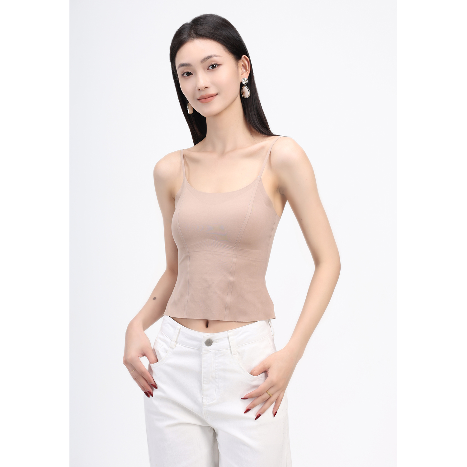JINYU矜羽 百搭时尚背心显瘦外出裸感无痕防走光女背心打底