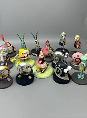 散货海绵宝宝盲盒系列公仔派大星珊迪痞老板半骨骼模型摆件