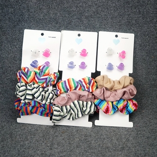 EA1外单小夹子发圈组合装 心形迷你发夹刘海夹布艺发圈