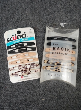 MA3scunci欧美发饰椭圆长型掰卡边夹对夹6个装