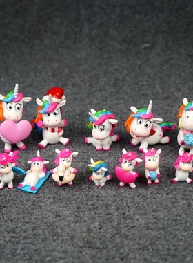 EA1散货卡通可爱彩虹小马独角兽DIY素材摆件模型现货