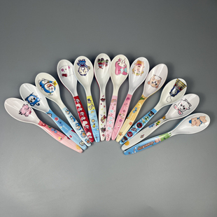 儿童勺子密胺勺子美耐皿防摔卡通勺子可爱套装儿童宝宝吃饭用