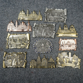 阿联酋俄罗斯城市建筑复古金属冰箱贴磁贴旅游纪念