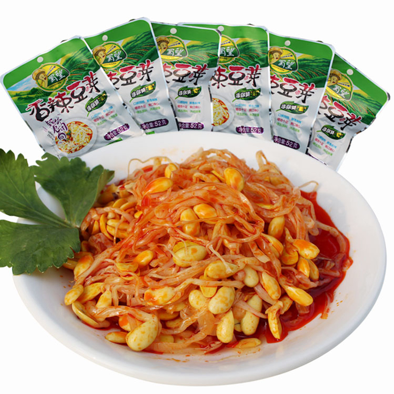 蜀望香辣豆芽下饭菜四川特色开胃菜即食泡菜咸菜52g菜小包装零食