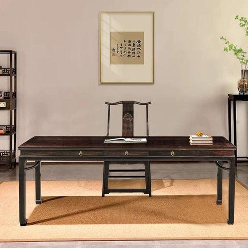 苏作紫光檀茶桌带抽屉