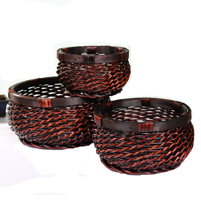 柳编收纳筐桌面零食水果圆形储物