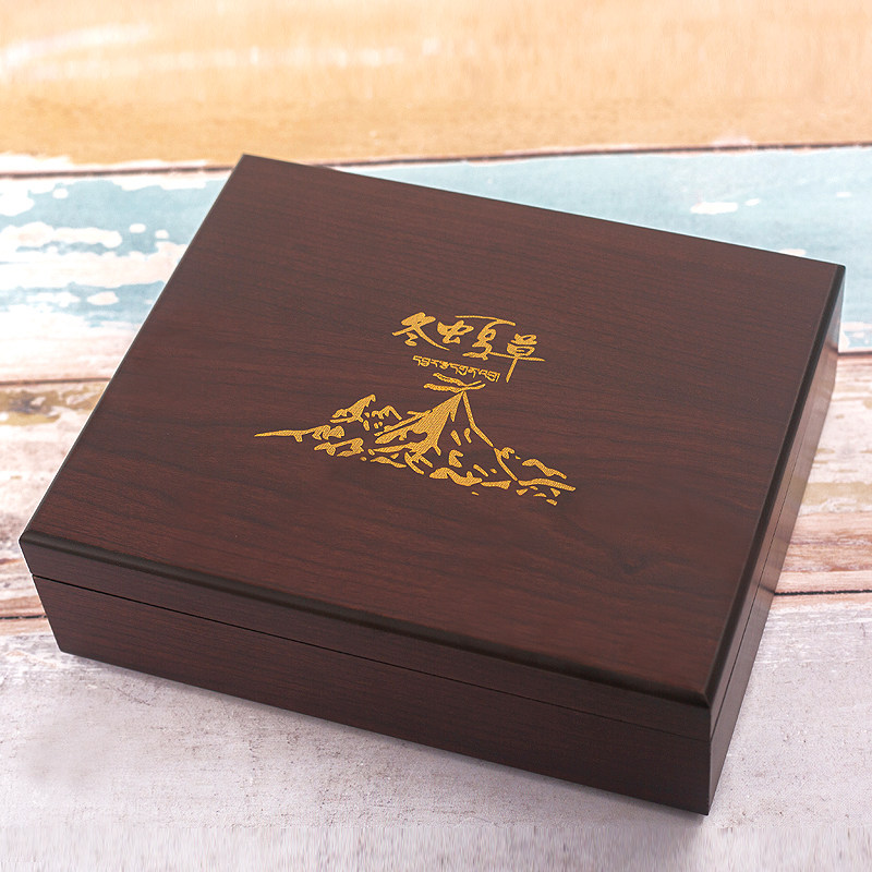 新款虫草冬虫夏草棕色木纹礼盒包装高档礼品盒送礼空盒子厂家定制
