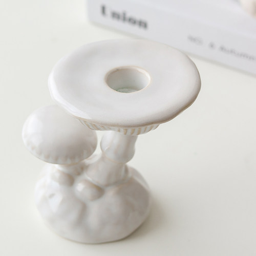 外贸美国蘑菇造型陶瓷烛台客厅卧室氛围感软装摆件高颜值特色摆件