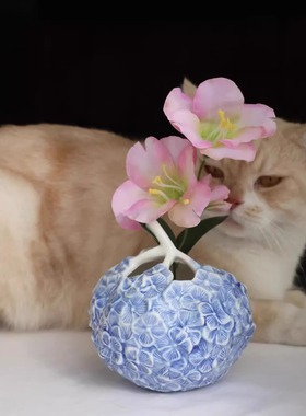 Tlife·Praise·花瓶摆件乔迁礼物浮雕绣球手作花之礼轻奢 | 礼赞