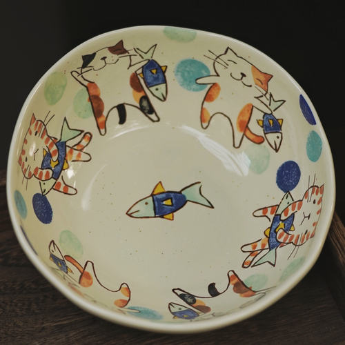 现货高颜值手作草莓猫咪系列首甜品面碗超可爱沙拉碗早餐碗甜品钵