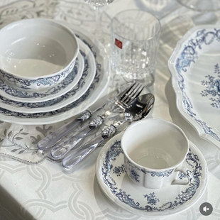 法式下午茶咖啡欧式杯碟外贸复古西餐具陶瓷牛排盘早餐盘子谷物碗