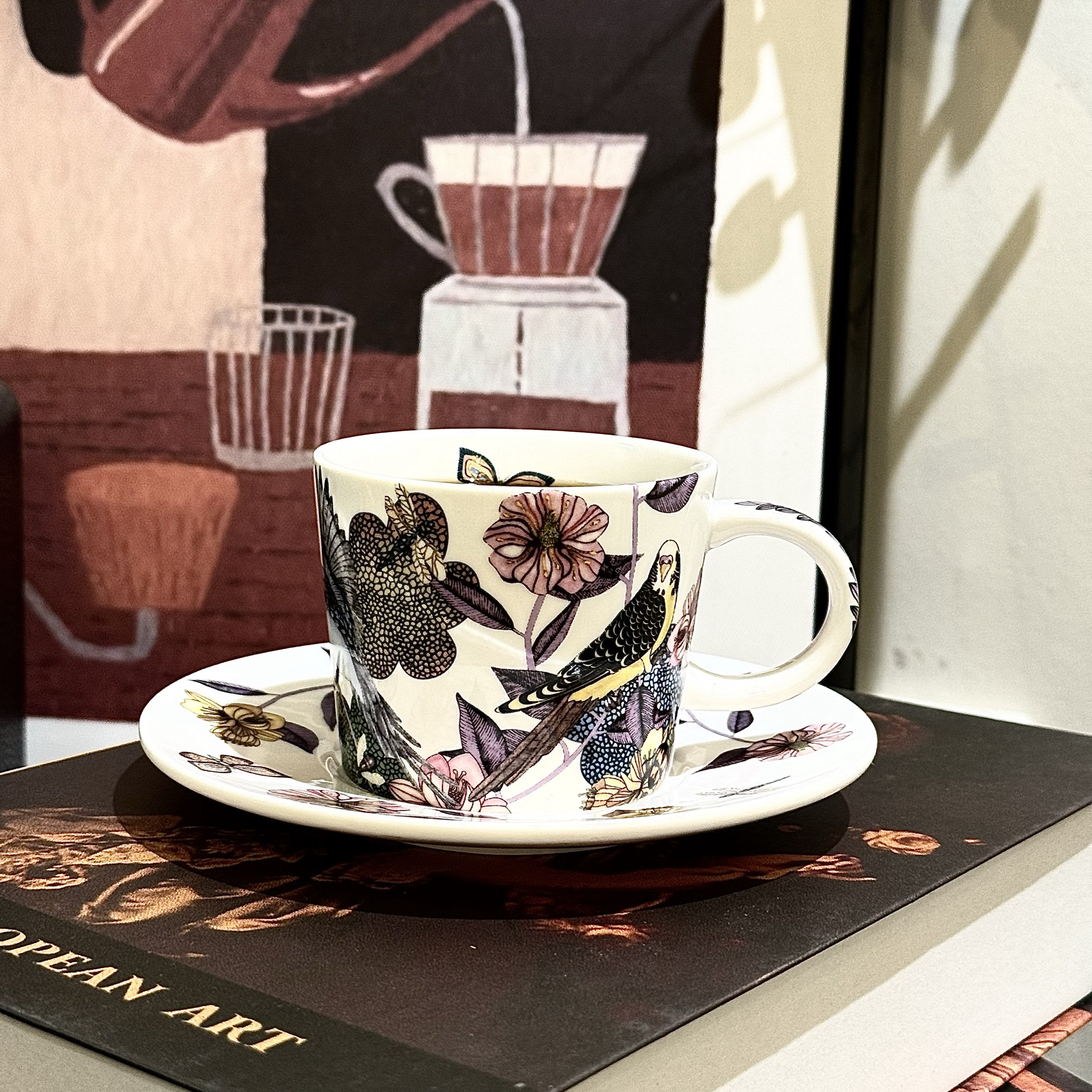 高级轻奢创意中古秘密花园花鸟高档咖啡杯碟陶瓷精致礼盒杯碟,餐饮具,咖啡杯,淘宝优惠券,粉丝福利购,淘宝优惠卷