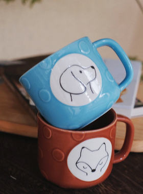原创手绘可爱猫咪陶瓷马克杯高颜值咖啡杯碟情侣水杯早餐杯子礼物