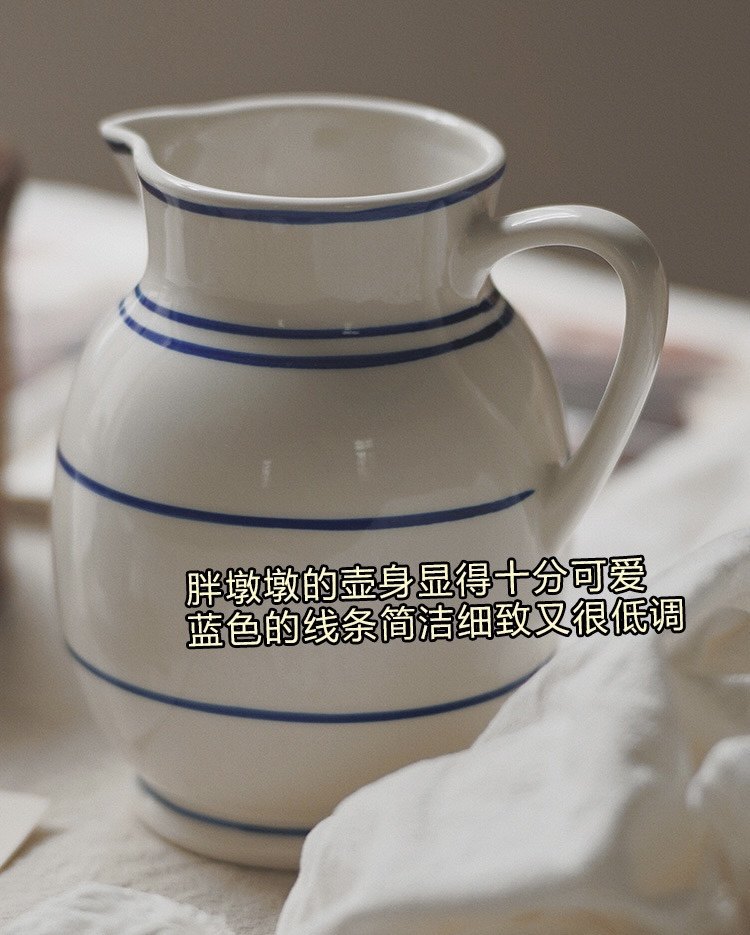 花瓶复做旧简约手绘釉下彩创意家居装饰品摆件工艺样板间装饰水壶,家居饰品,花瓶,淘宝优惠券,粉丝福利购,淘宝优惠卷