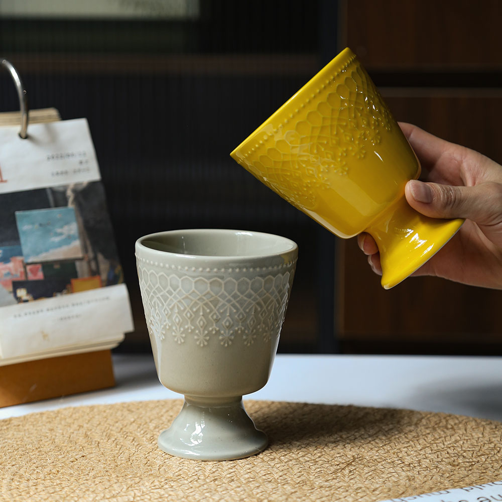 陶瓷高脚功夫茶具品茗杯
