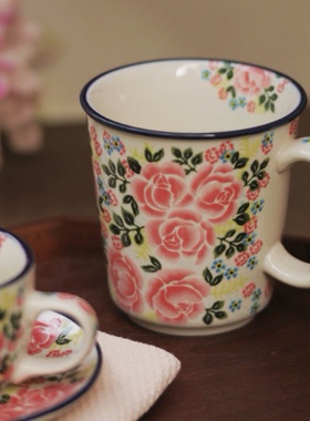 莫杂现货波兰手绘陶瓷橙花斗笠汤碗花边高碗海鲜大碗汤菜圆盘U500