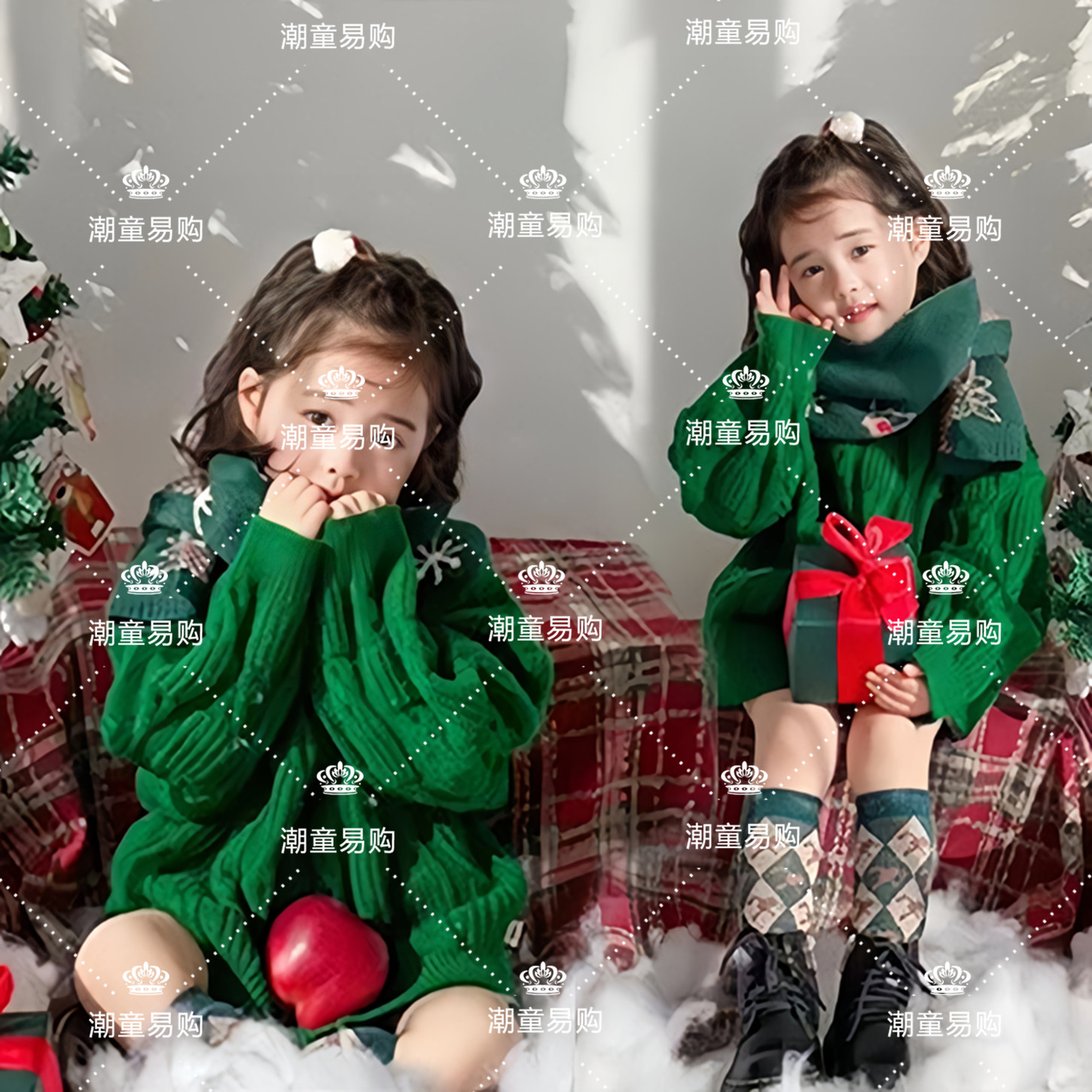女童新年圣诞毛衣主题写真潮服装