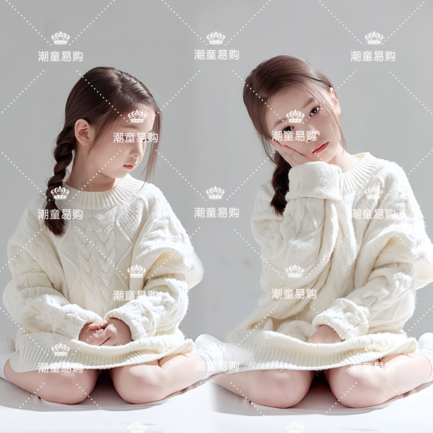 女童新年圣诞毛衣走秀主题写真服