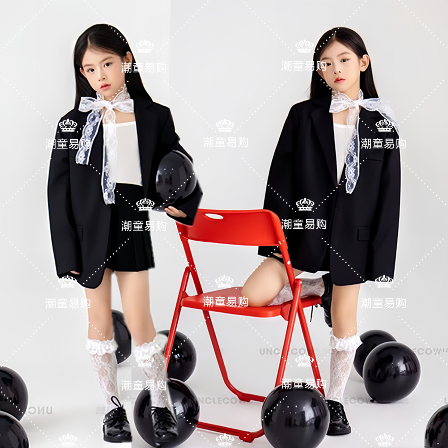 女童西装主题写真模卡走秀比赛服