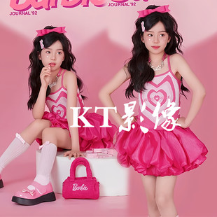 女童复古港风粉色多巴胺主题八十年代怀旧服装儿童舞台走秀演出服