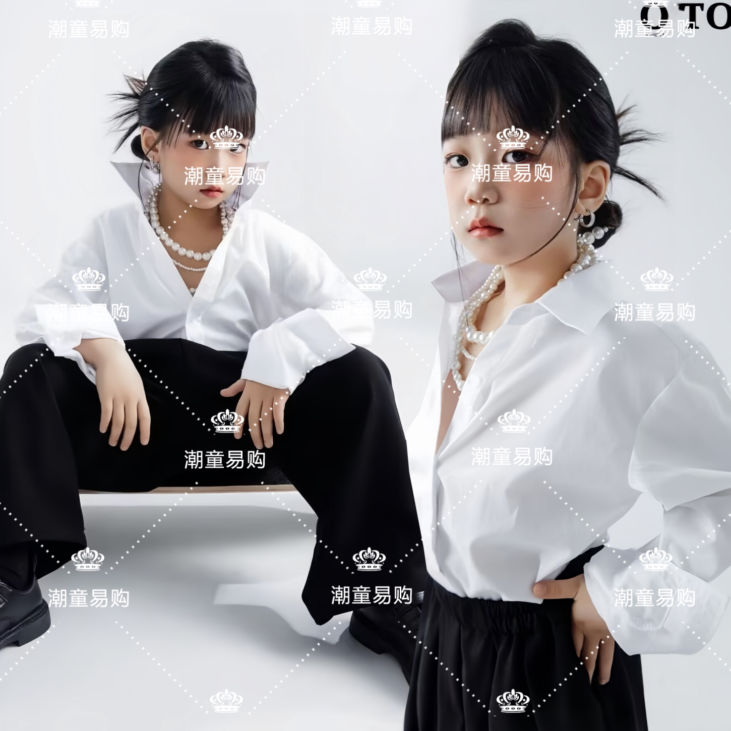 女童T台走秀模特比赛个性演出服儿童个性摄影简约艺术写真潮服装