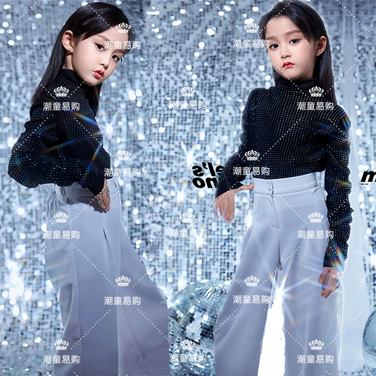 女童写真舞台模特走秀亮片潮服装