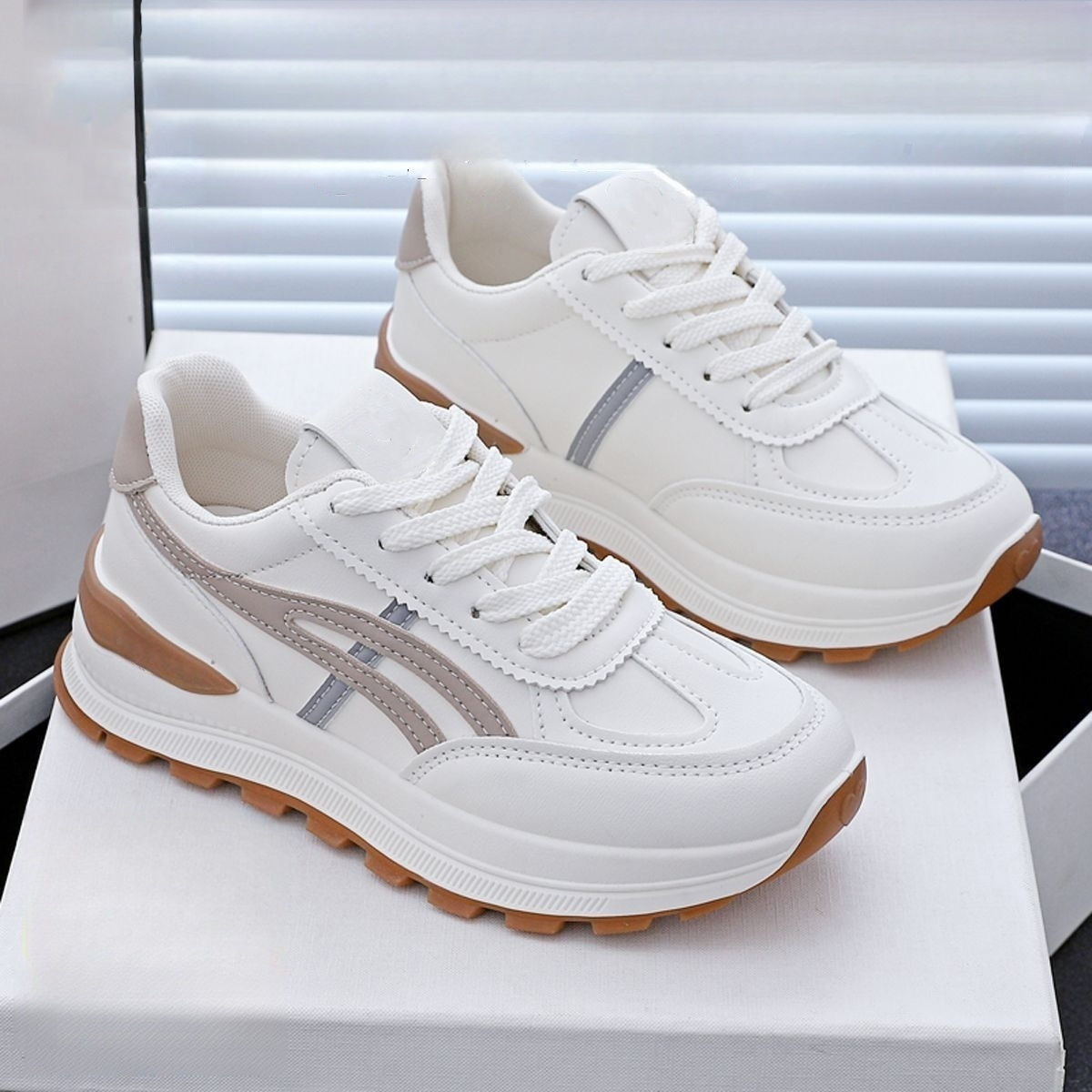 夏季女鞋新款透气小白鞋子女百搭韩版厚底增高运动鞋休闲老爹鞋女