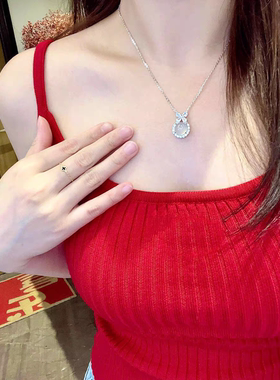 999纯银玉髓蝴蝶结项链女在逃公主轻奢小众锁骨链送女生生日礼物