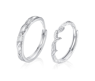 古名GLOIRE连理枝情侣对戒S925纯银小众设计感简约戒指可调节指环